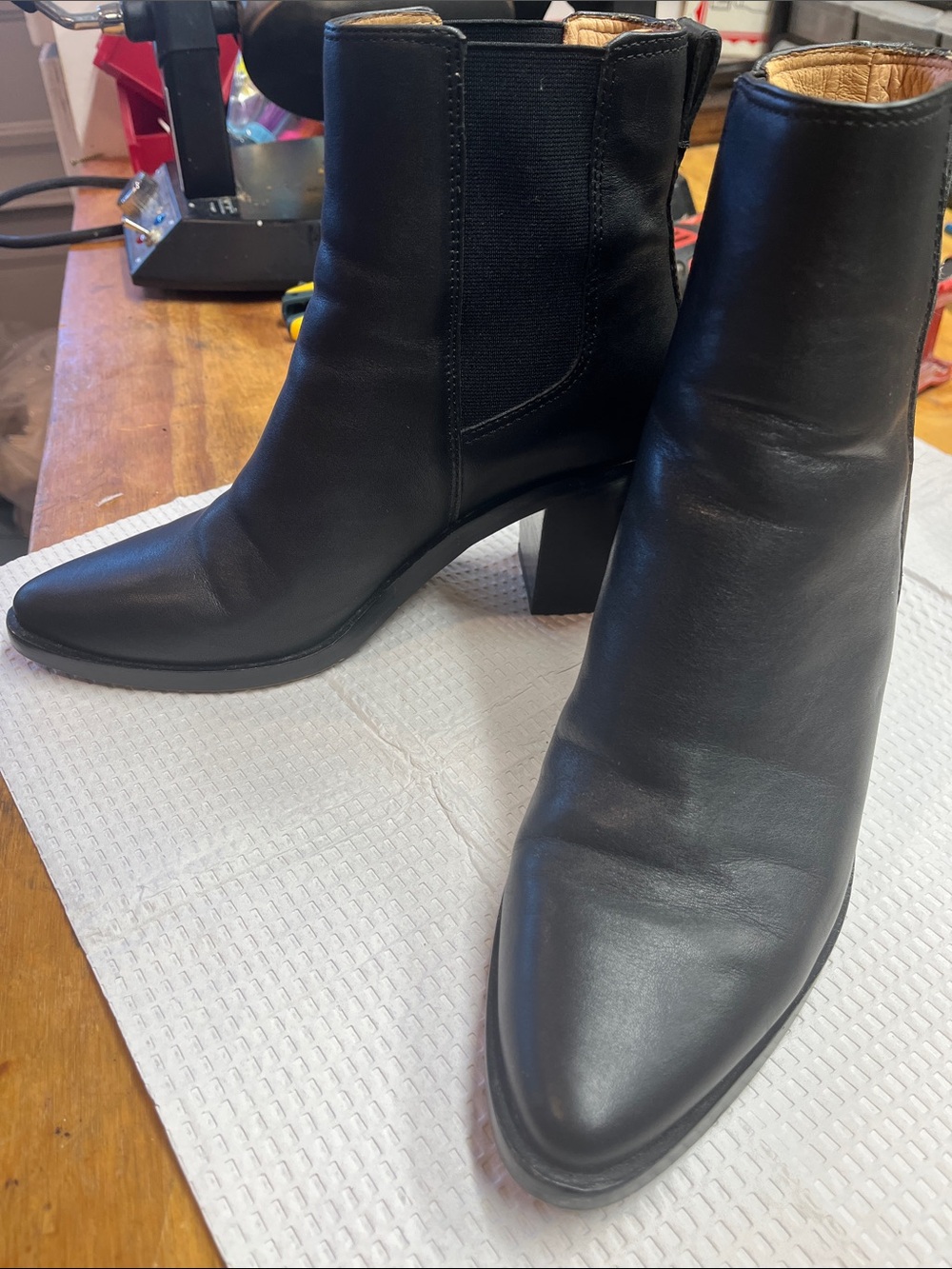 Madewell Black Leather Pointed Toe Chelsea Ankle Boots